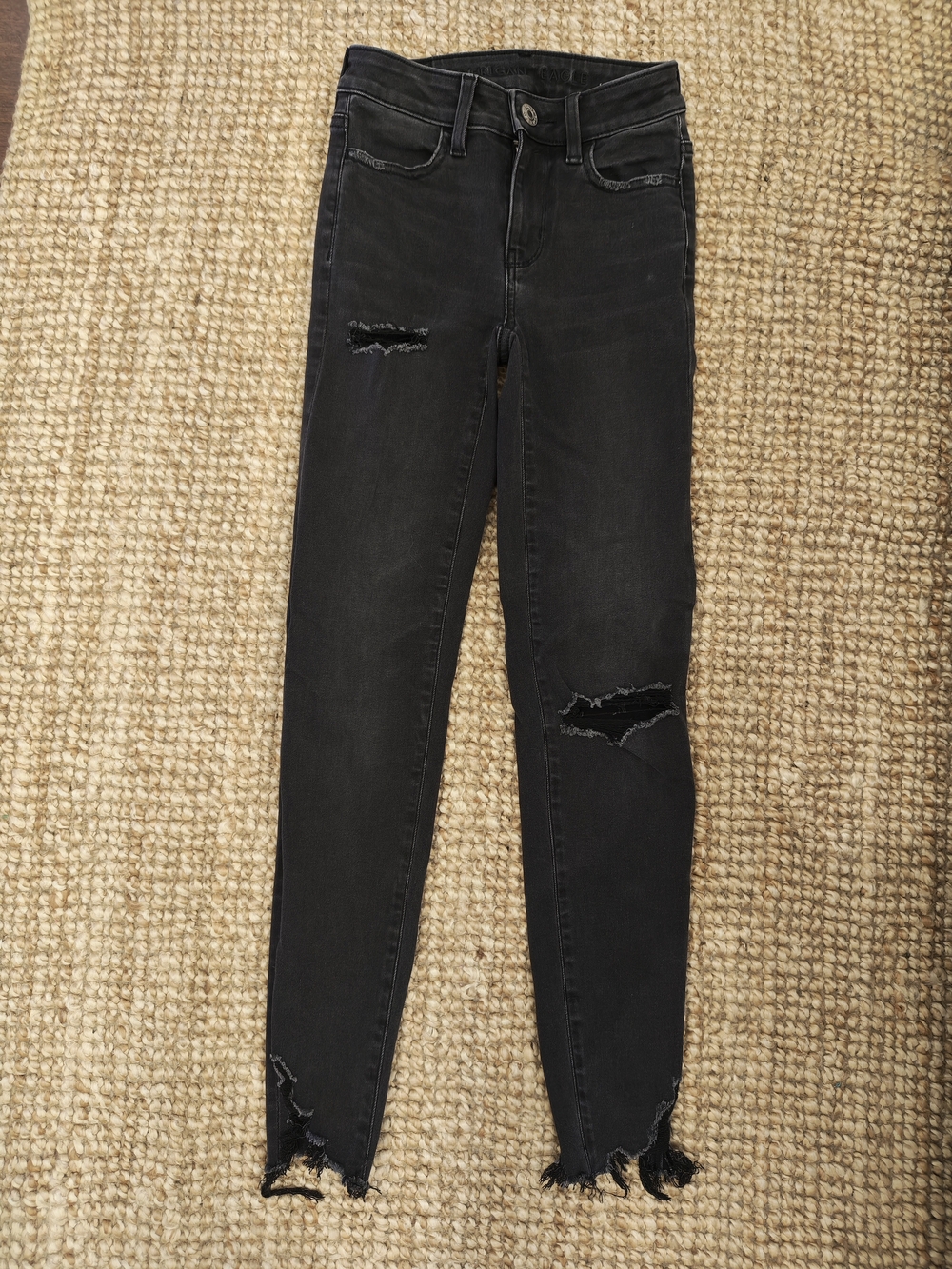 American Eagle Outfitters Black Ripped Skinny Jeans